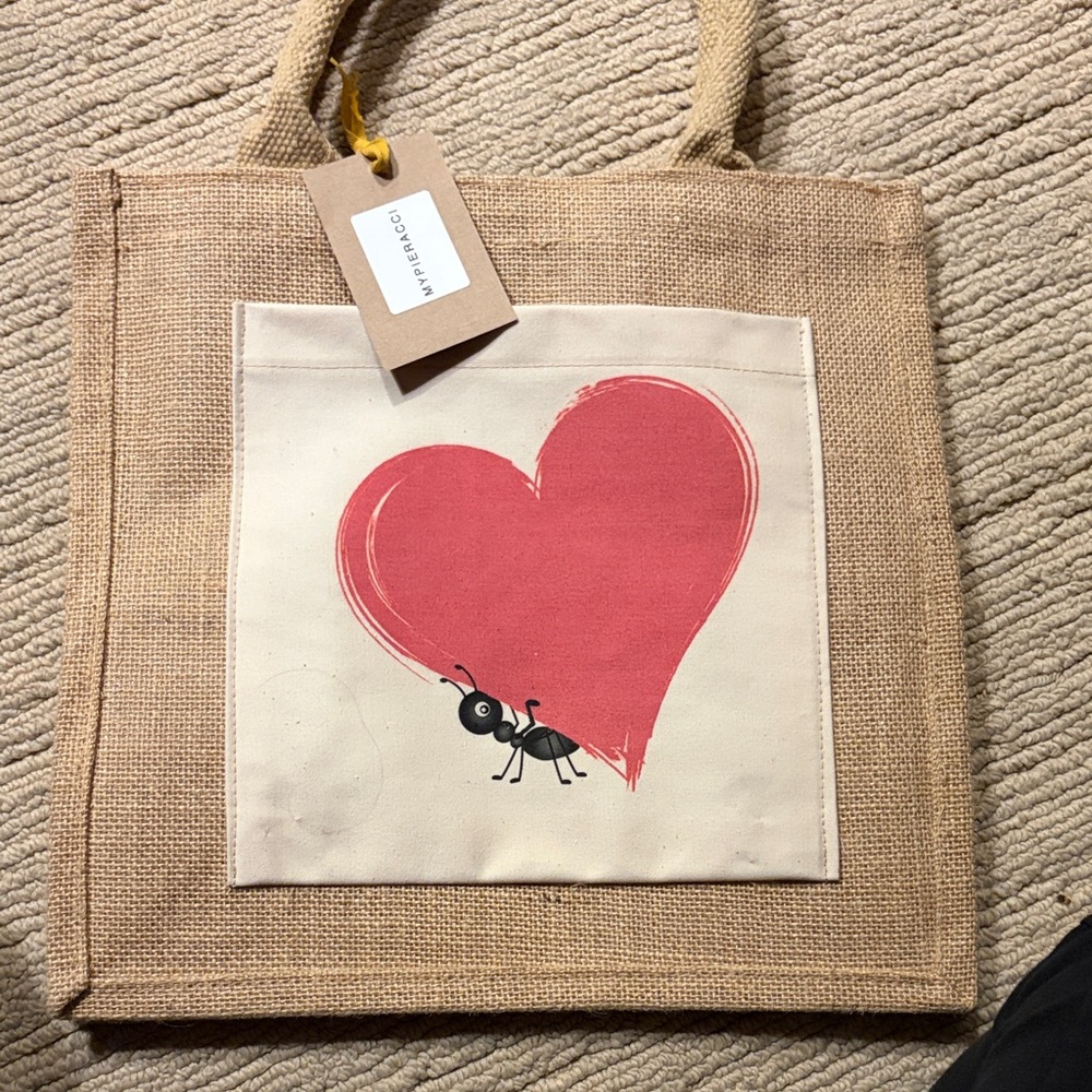 Mypieracci Heart Design Jute Tote Bag
